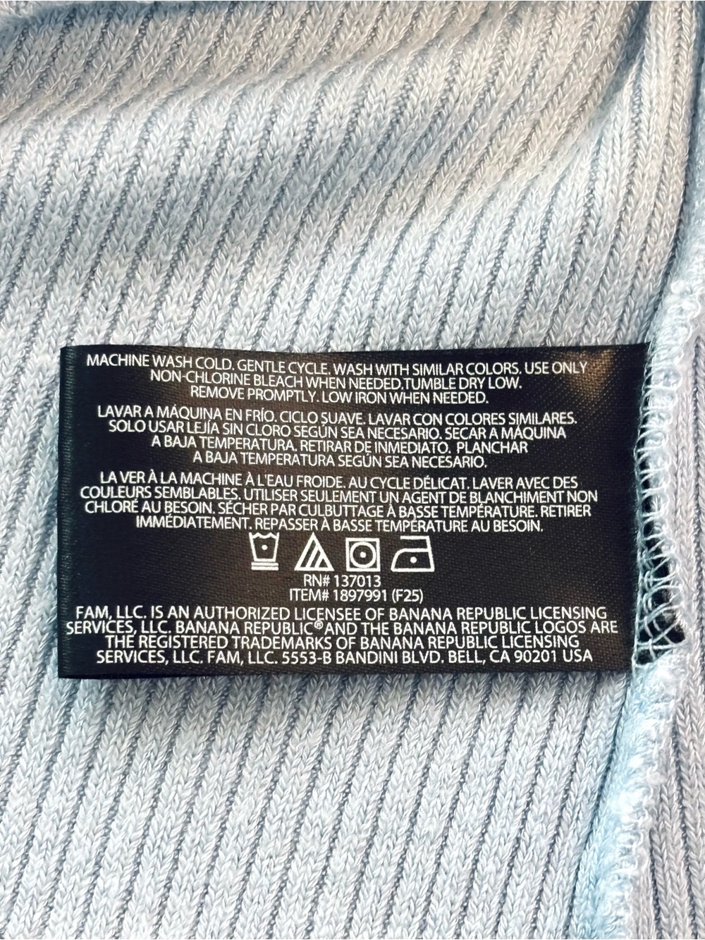 Banana Republic Light Blue Ribbed Boatneck Long Sleeve Top Sweater Large - Picture 8 of 8